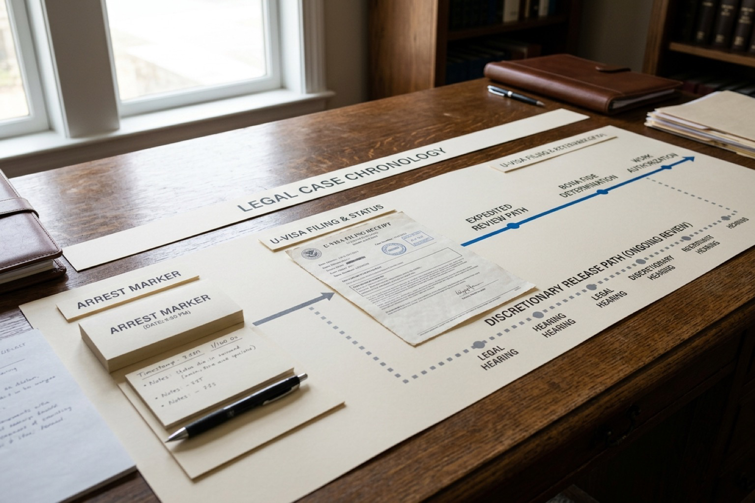 Post-arrest U-visa filing timeline compared with restored enforcement policy