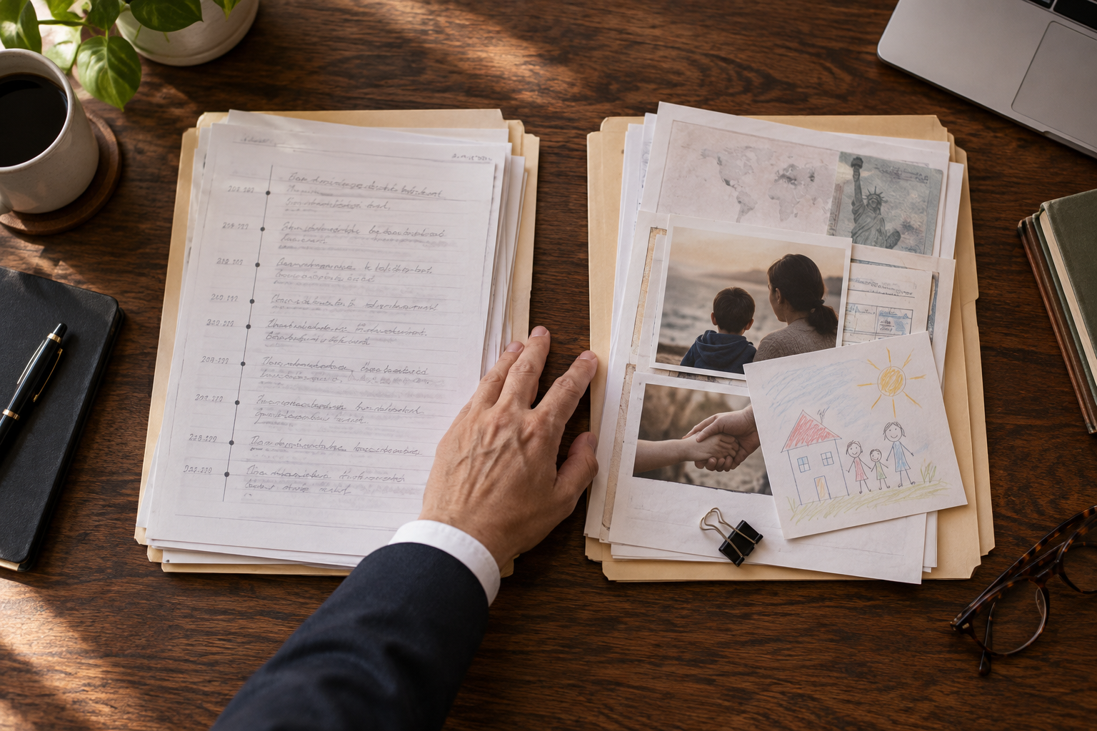 Separate folders illustrating custody and removal-case records