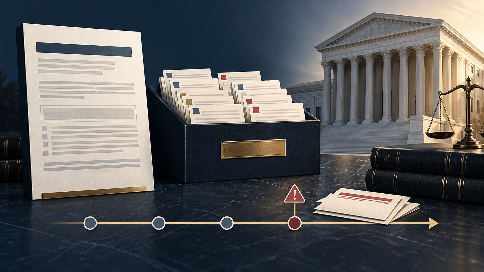 An IRS notice, public-comment docket, penalty assessment, and appellate opinion organized on a desk