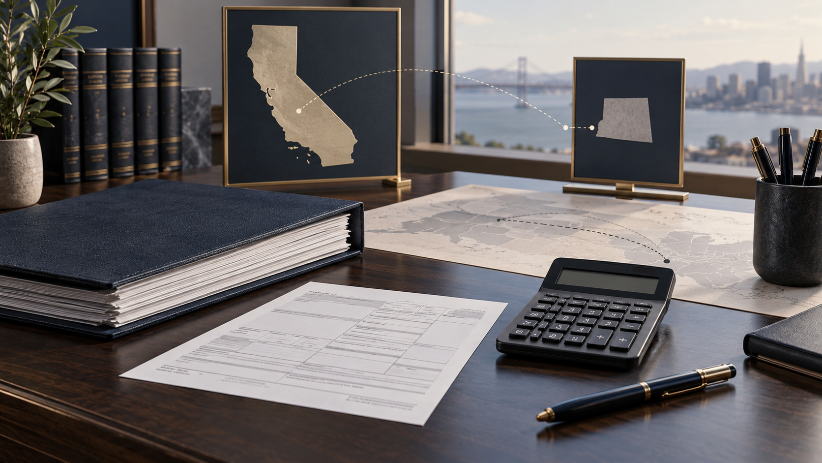 Nonresident independent contractor reviewing work-location records and business-structure documents for California source-income analysis