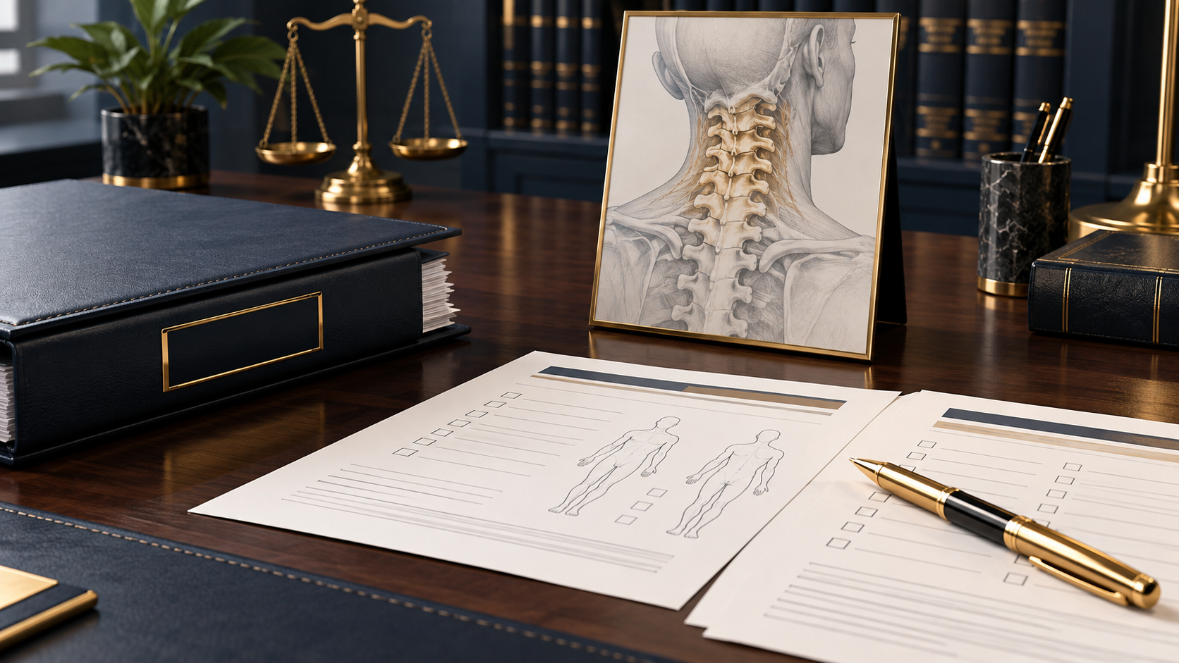 Workers’ compensation settlement form with specifically listed body parts and a disputed omitted cervical-spine claim