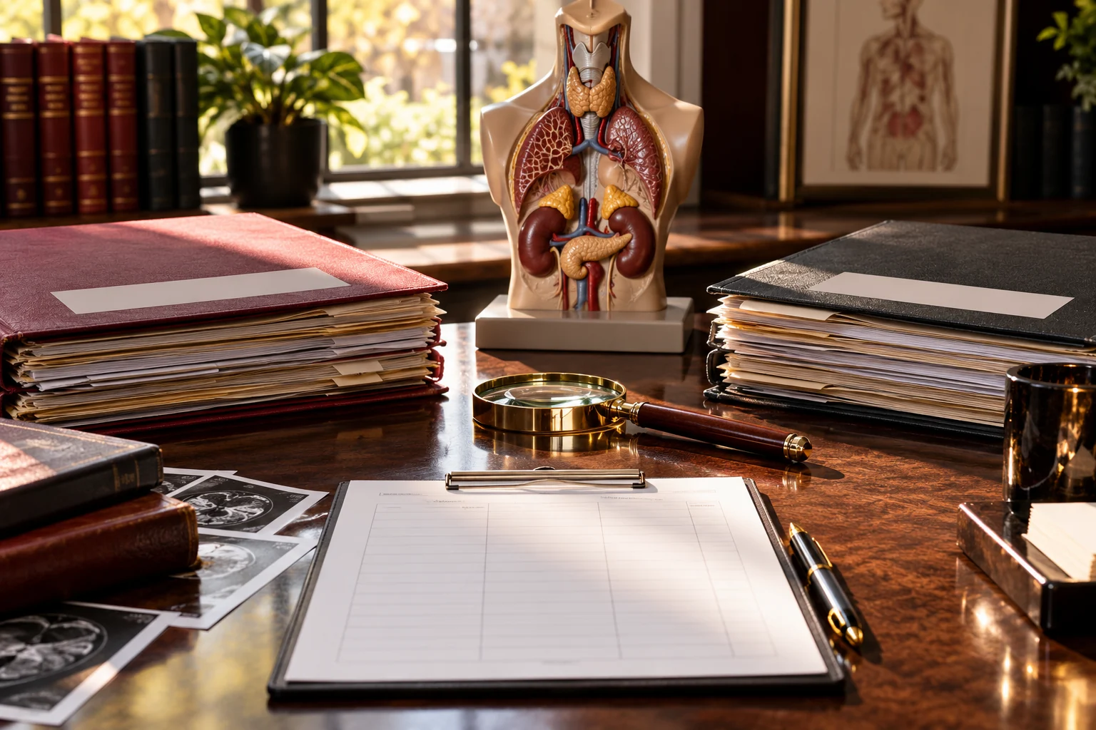 Medical history folders and a QME percentage chart