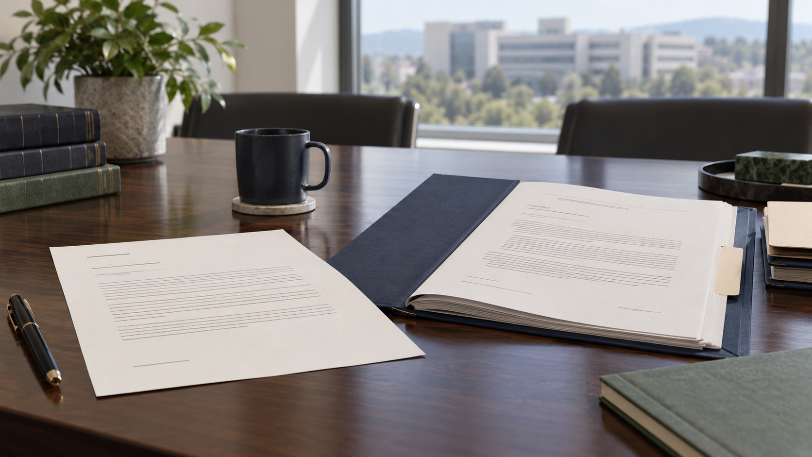 Formal accommodation request letter beside a civil pleading file on a law-office conference table
